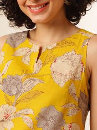Anouk Floral Printed Boat Neck Sleeveless Top