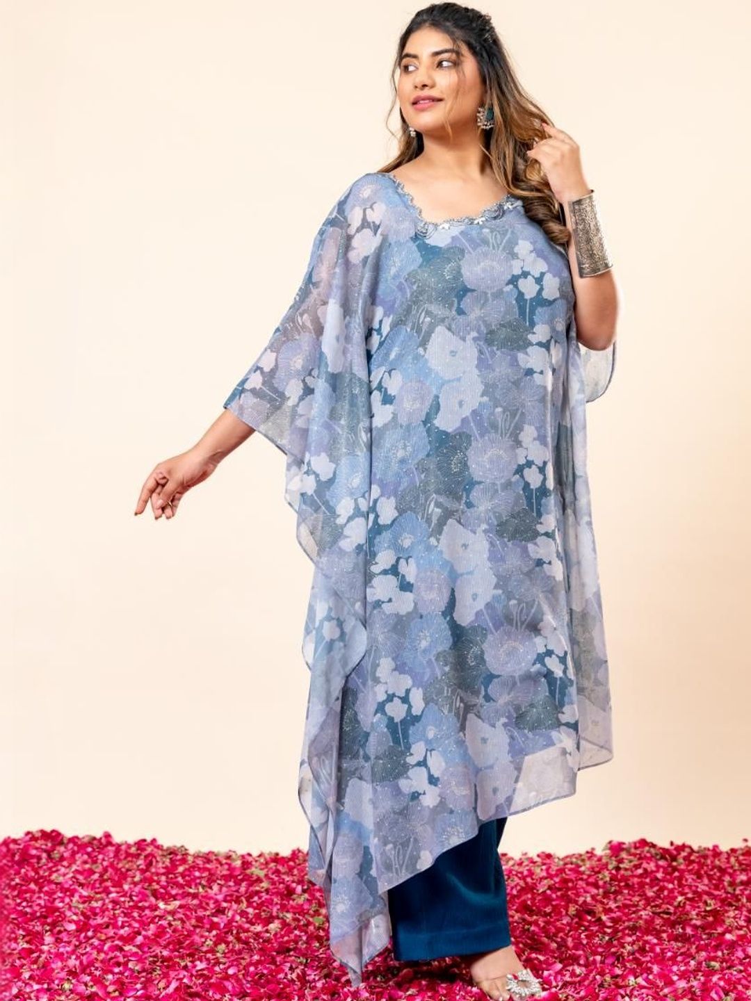 Set Co-Ords Kaftan & Seluar Bercetak Mamicha