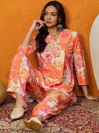 KALINI Printed Mandarin Collar Top With Trousers