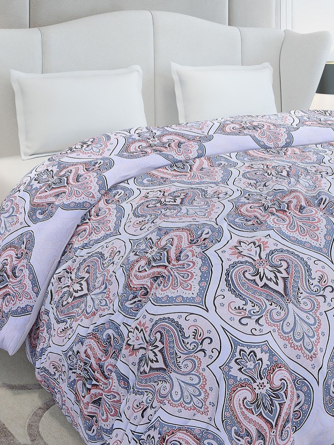 Monte Carlo White & Blue Printed Mild Winter 210 GSM Double Bed Duvet