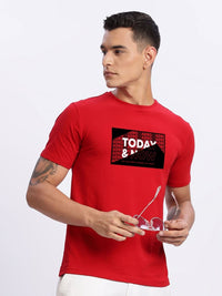 ADRO Typography Printed Round Neck Cotton T-shirt
