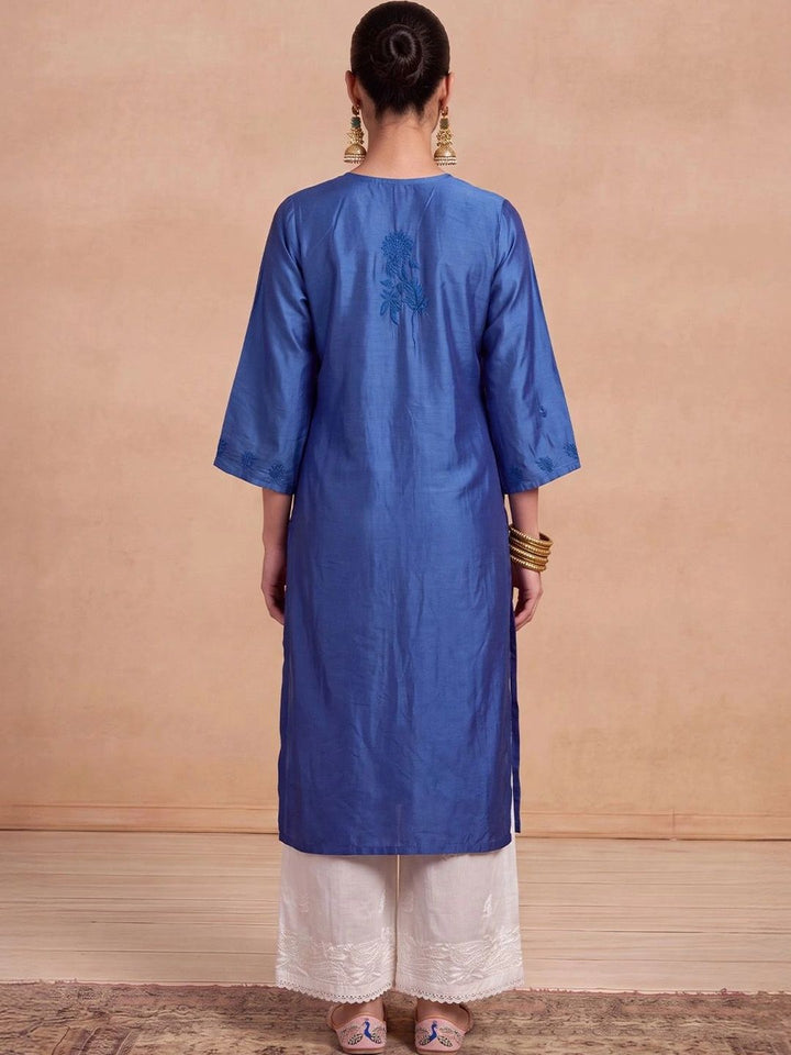 House of Chikankari Women Embroidered Thread Work Chanderi Silk Kurta