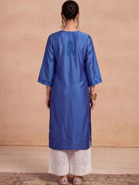 House of Chikankari Women Embroidered Thread Work Chanderi Silk Kurta