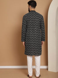 Anouk Ethnic Motifs Mandarin Collar Long Sleeves Pure Cotton Kurta Set
