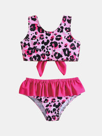 YK Girls Girls Abstract Printed Top & Briefs Swim Set