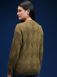 Tokyo Talkies Women Geometric Self Design Pullover