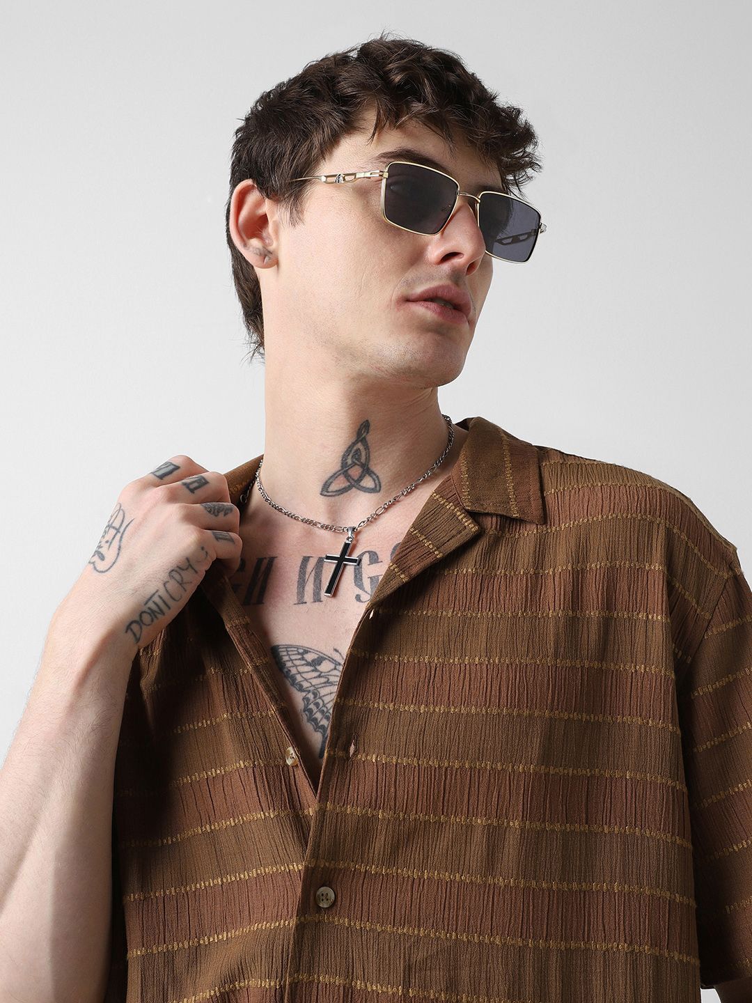 VASTRADO Men Classic Horizontal Striped Oversized Casual Shirt