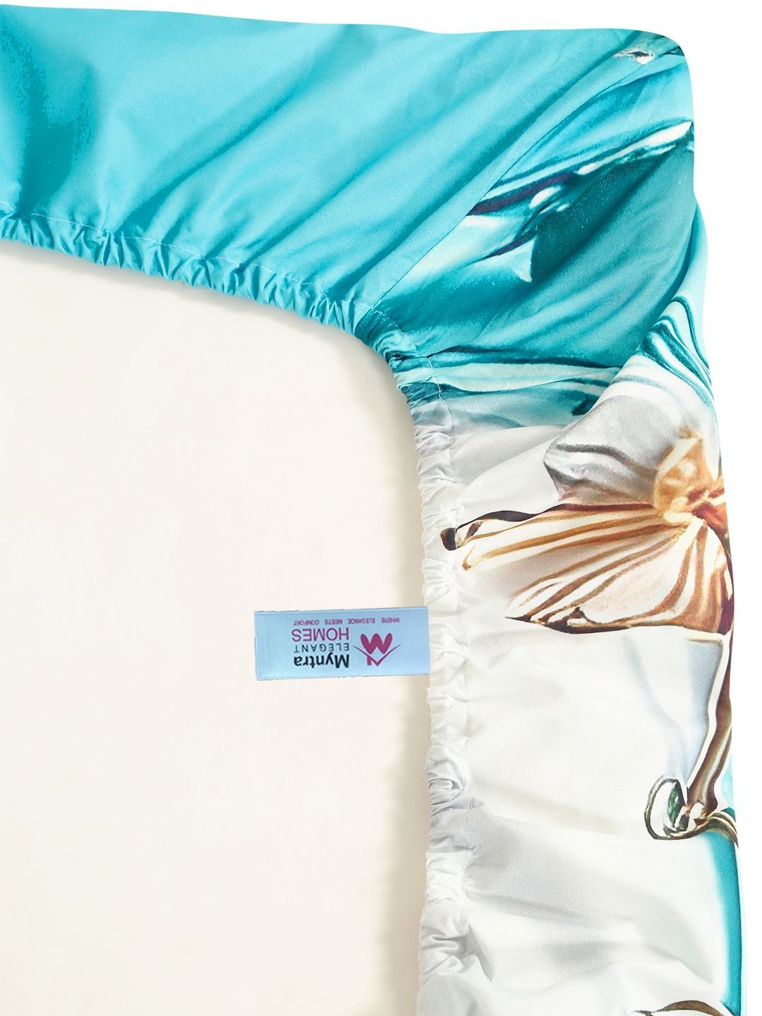 Myntra Elegant Homes Turquoise Blue Floral 400 TC Cadar Katil King dengan 2 Sarung Bantal