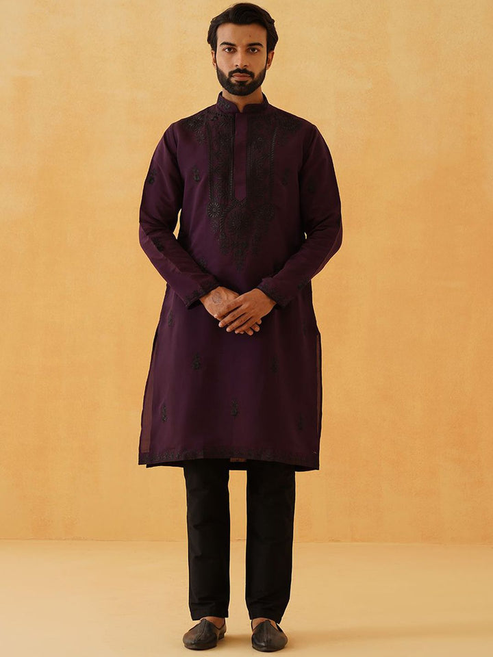 SOJANYA LUXE Lelaki Sulam Benang Kerja Kurta