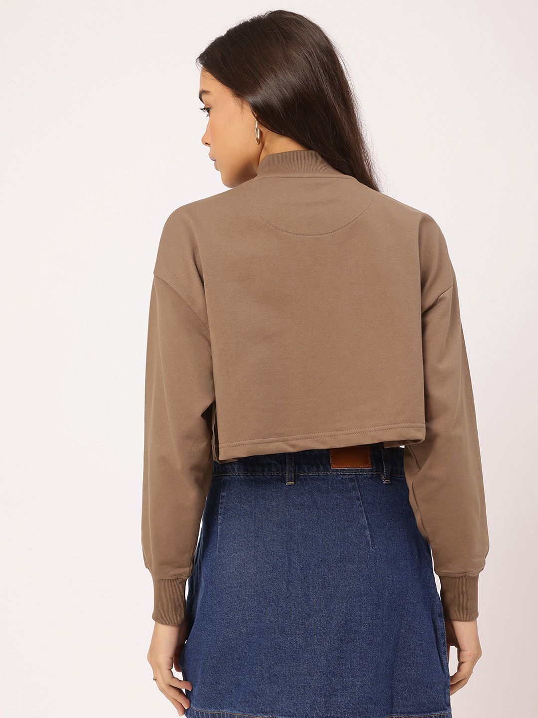 DressBerry Printed Drop-Shoulder Crop Sweatshirt