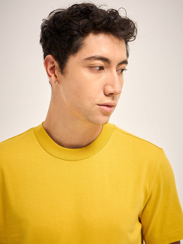 THE BEAR HOUSE Men Solid Round Neck Pure Cotton T-shirt