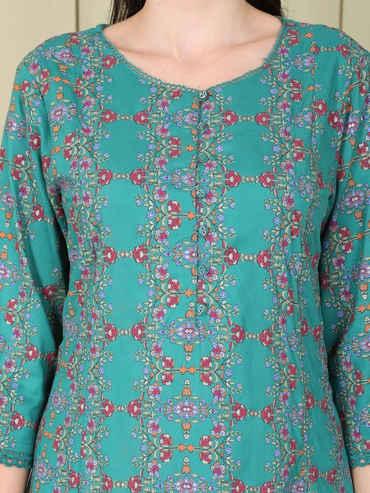 W Women Floral Printed Flared Sleeves Kurta