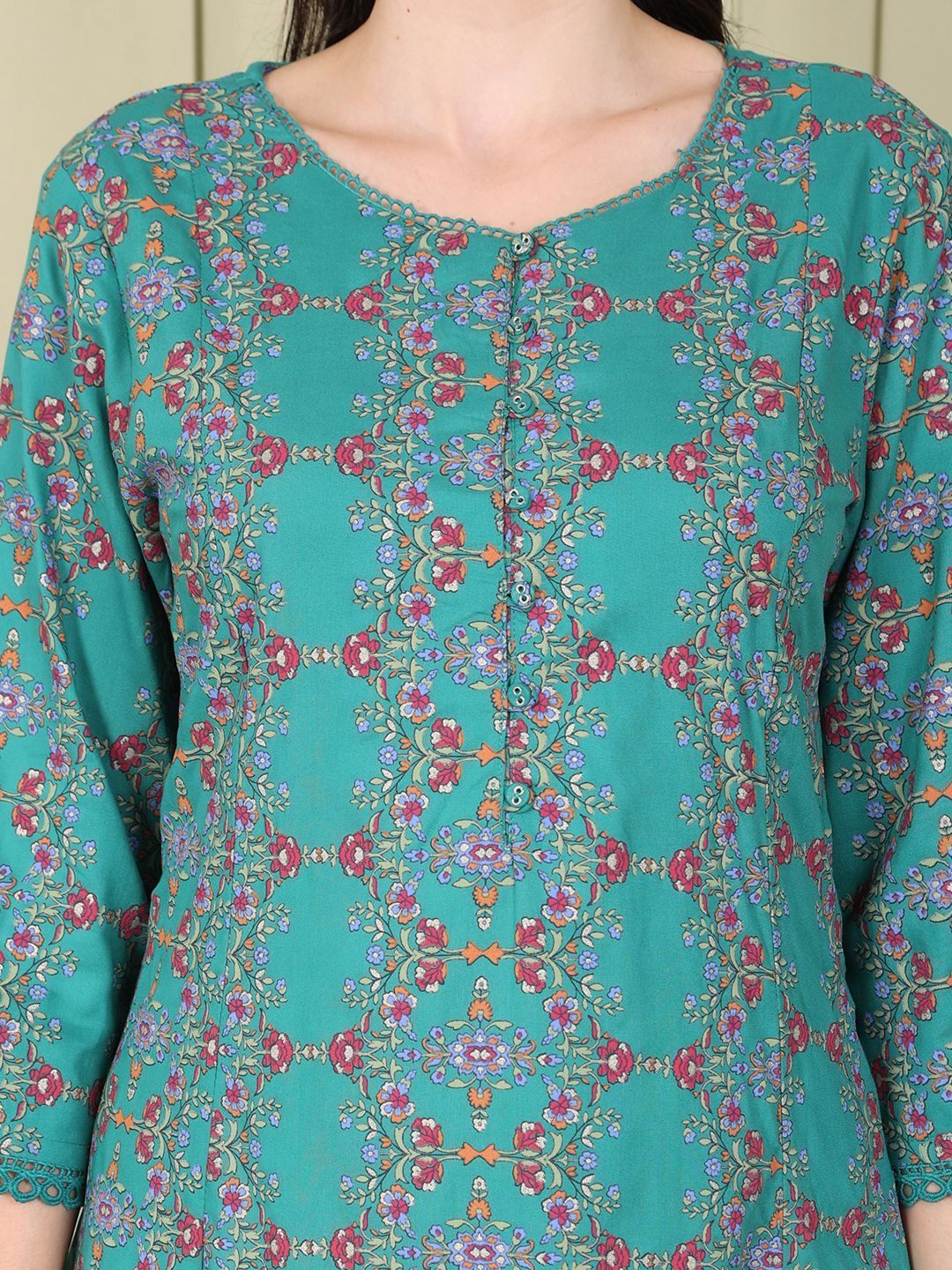 W Women Floral Printed Flared Sleeves Kurta