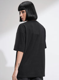 Street By Tokyo Talkies Women Solid Oversized Front Embellished T-Shirt