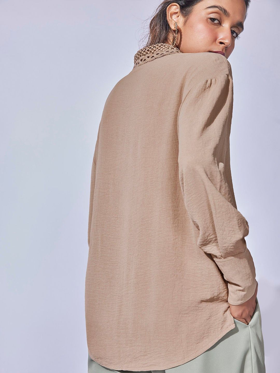 The Label Life Women Spread Collar Solid Casual Shirt