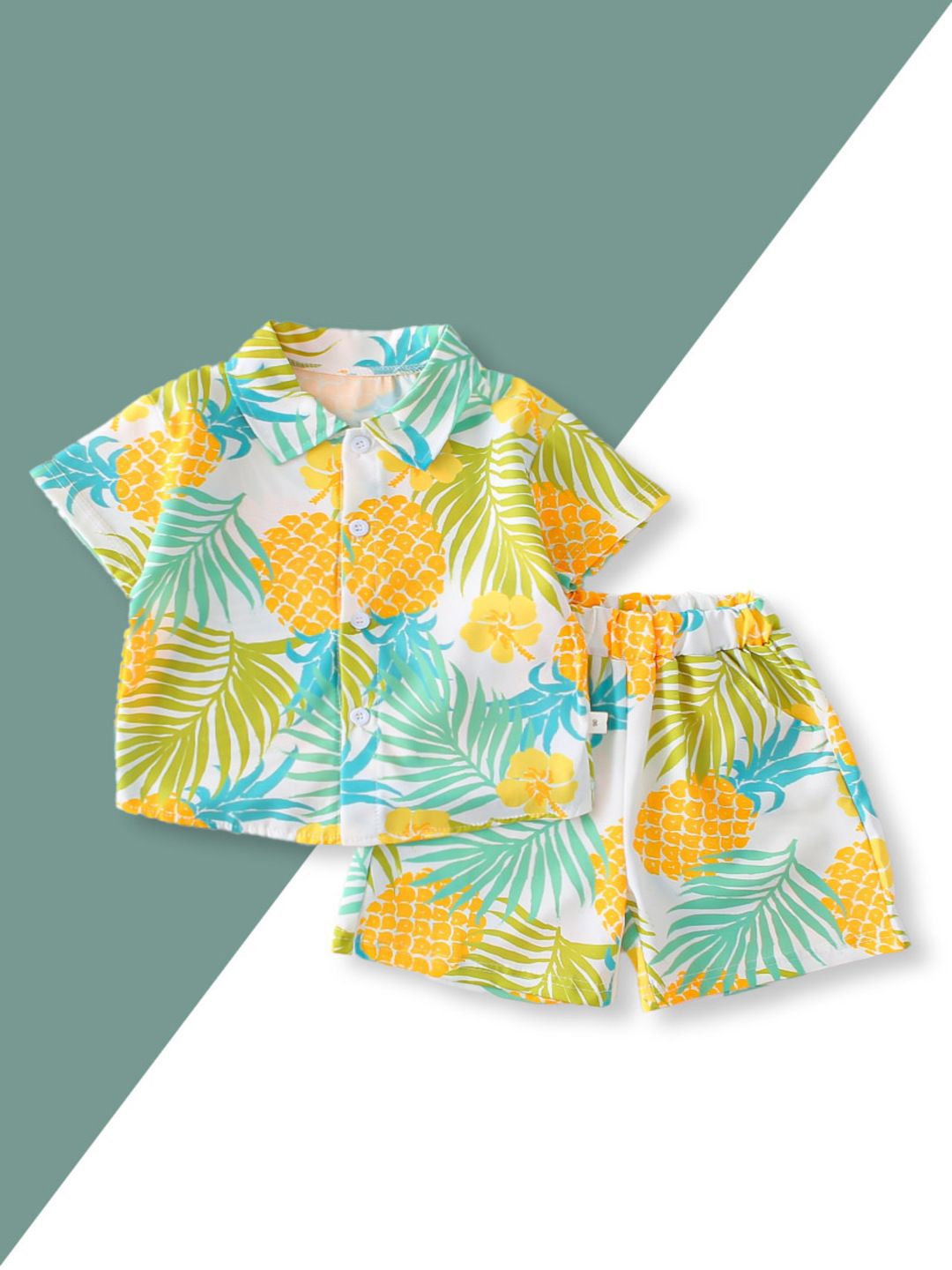 YK Boys Printed Shirt & Shorts Clothing Set