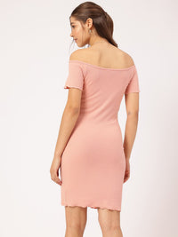 DressBerry Cute Femme Off-Shoulder Knitted Bodycon Dress