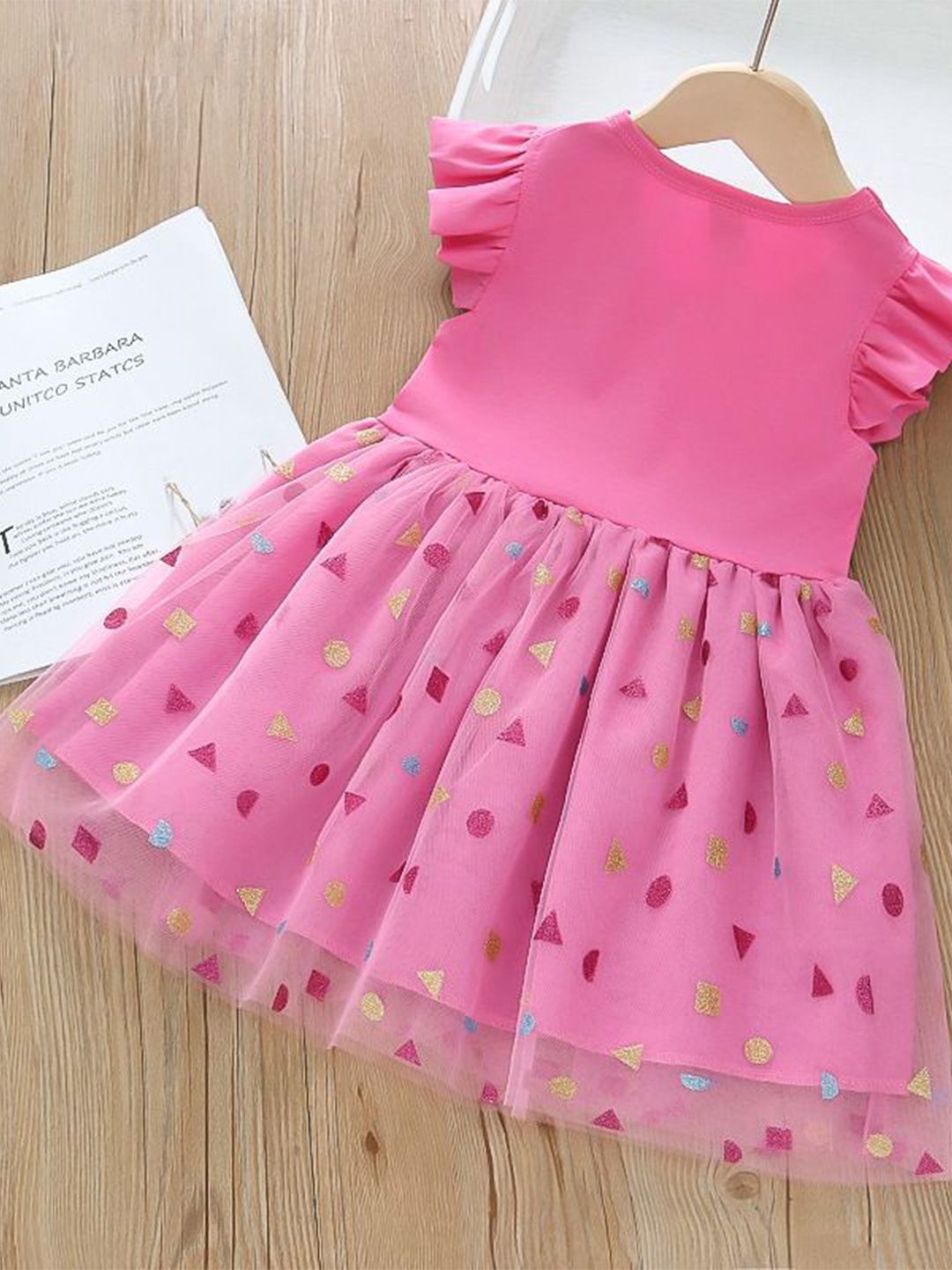 YK Girls Flutter Sleeves Fit and Flare Dress