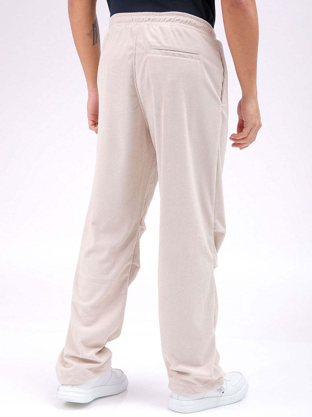 The Indian Garage Co Men Textured Tapered Fit Joggers Trousers