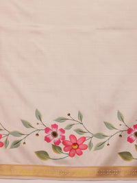 Silk Land Onam Special Floral Printed Kasavu Silk Saree