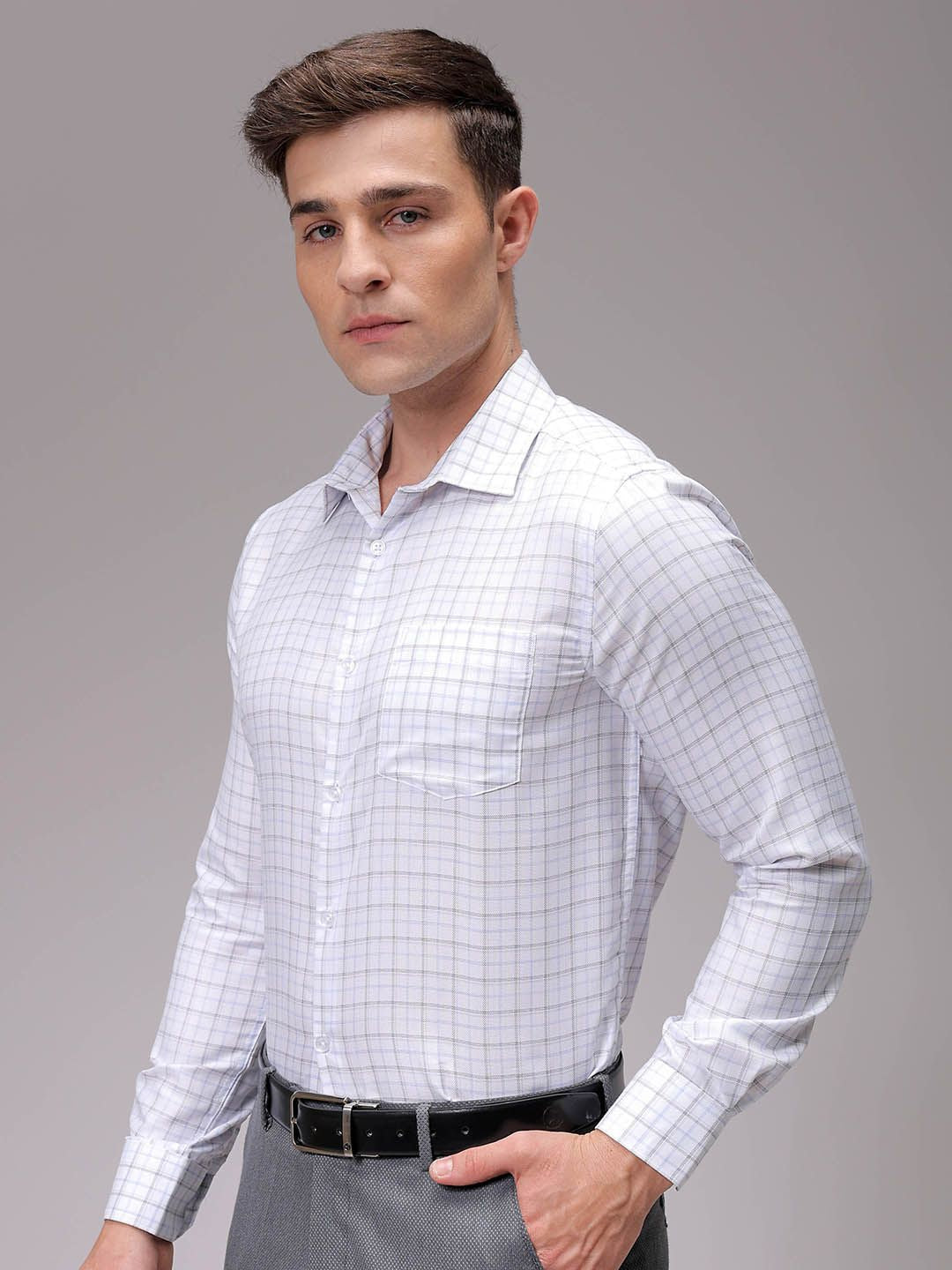 The Indian Garage Co. X Luxe Men Slim Fit Multi Stripes Opaque Striped Formal Shirt