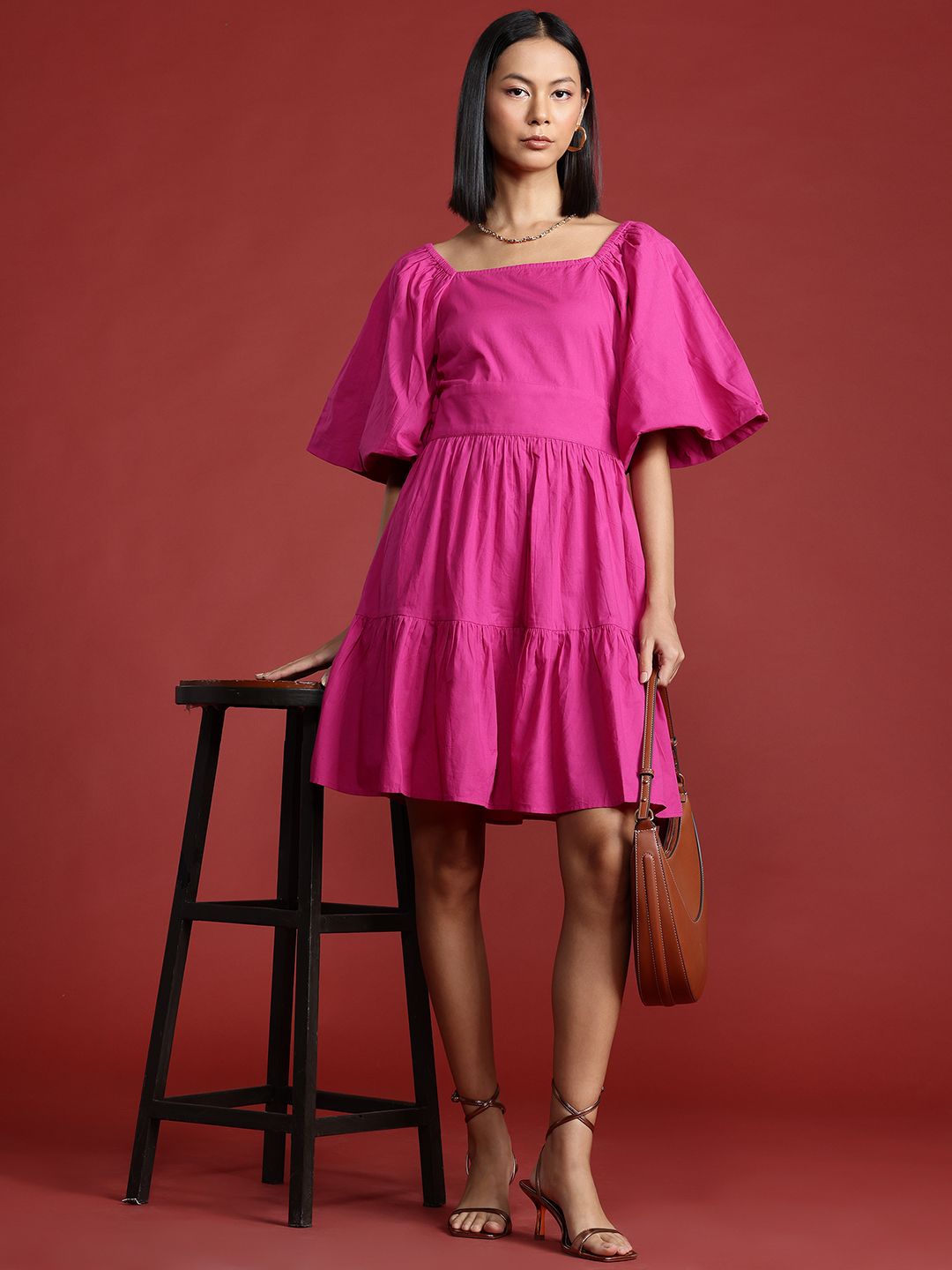 all about you Puff Sleeve Fit & Flare Dress