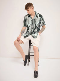 THE BEAR HOUSE Men Cuban Collar Abstract Printed Casual Shirt