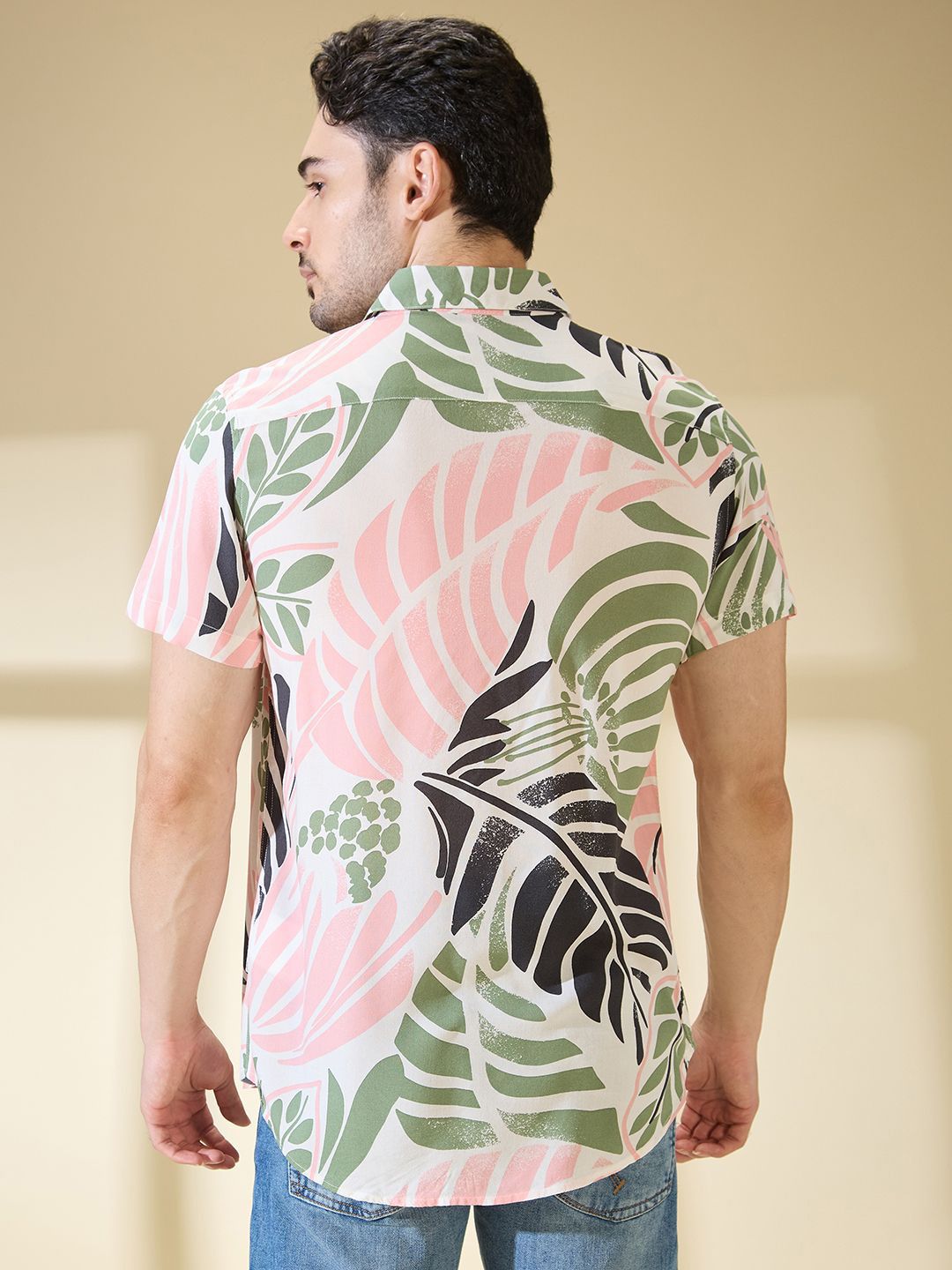 Being Human Men Slim Fit Floral Opaque Striped Casual Shirt