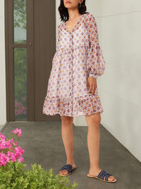DressBerry Chic Glam Printed A-Line Dobby Dress With A Inner Slip