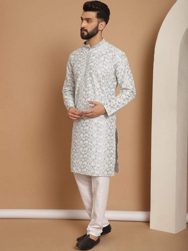 Anouk Floral Embroidered Regular Thread Work Kurta With Churidar