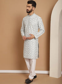Anouk Floral Embroidered Regular Thread Work Kurta With Churidar