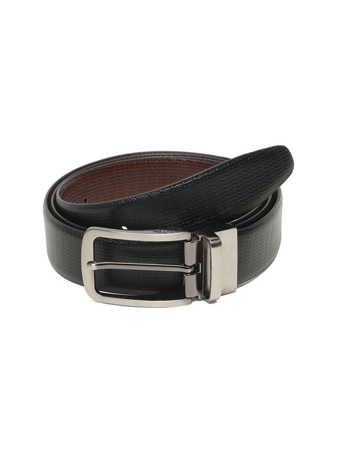 Teakwood Leathers Men Textured Leather Reversible Formal Belt