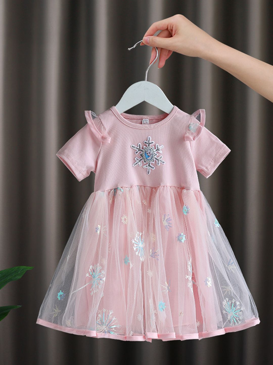 YK Girls Embellished Fit and Flare Dress