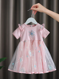 YK Girls Embellished Fit and Flare Dress