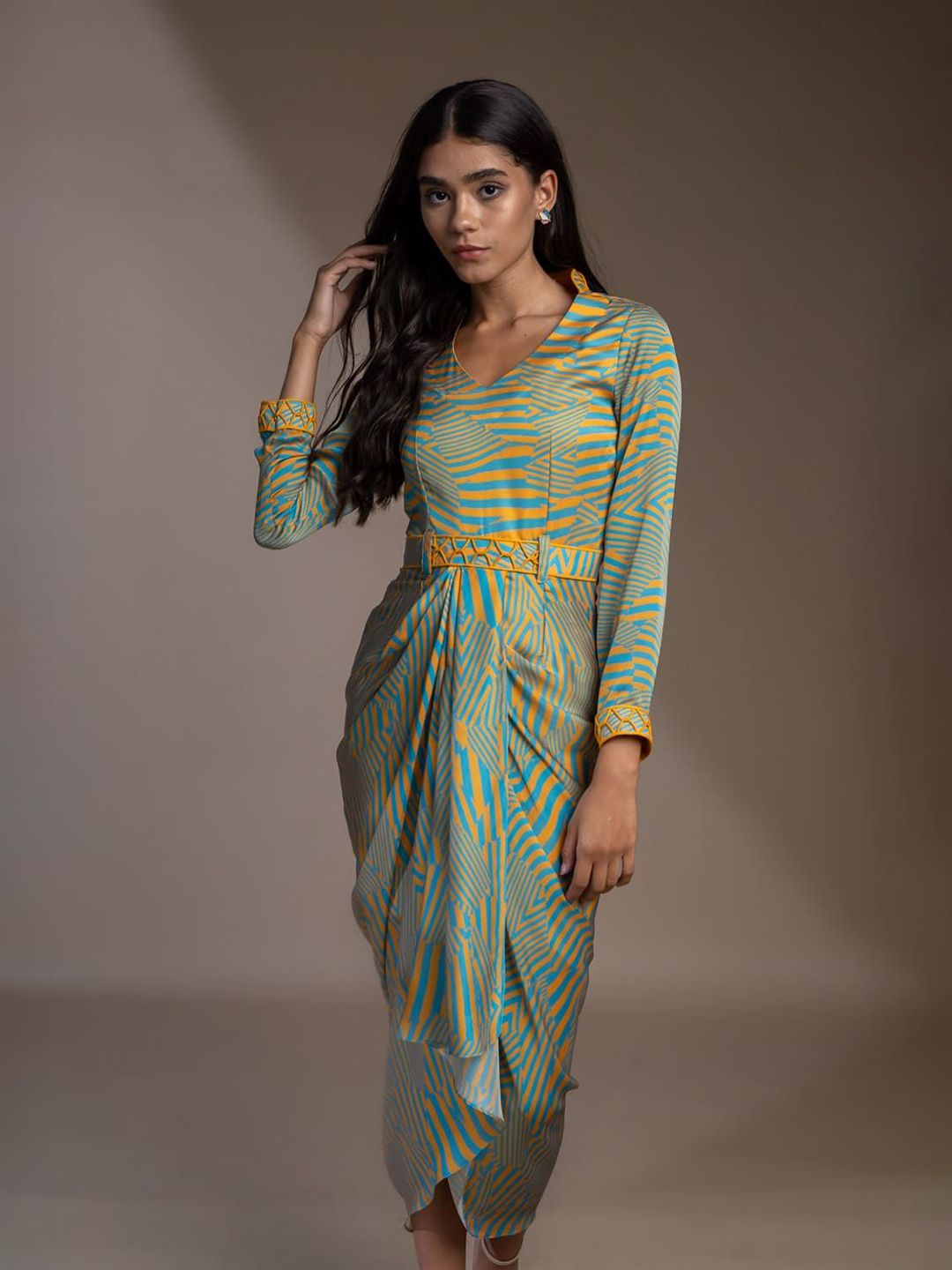 Mamicha Print Georgette A-Line Midi Dress