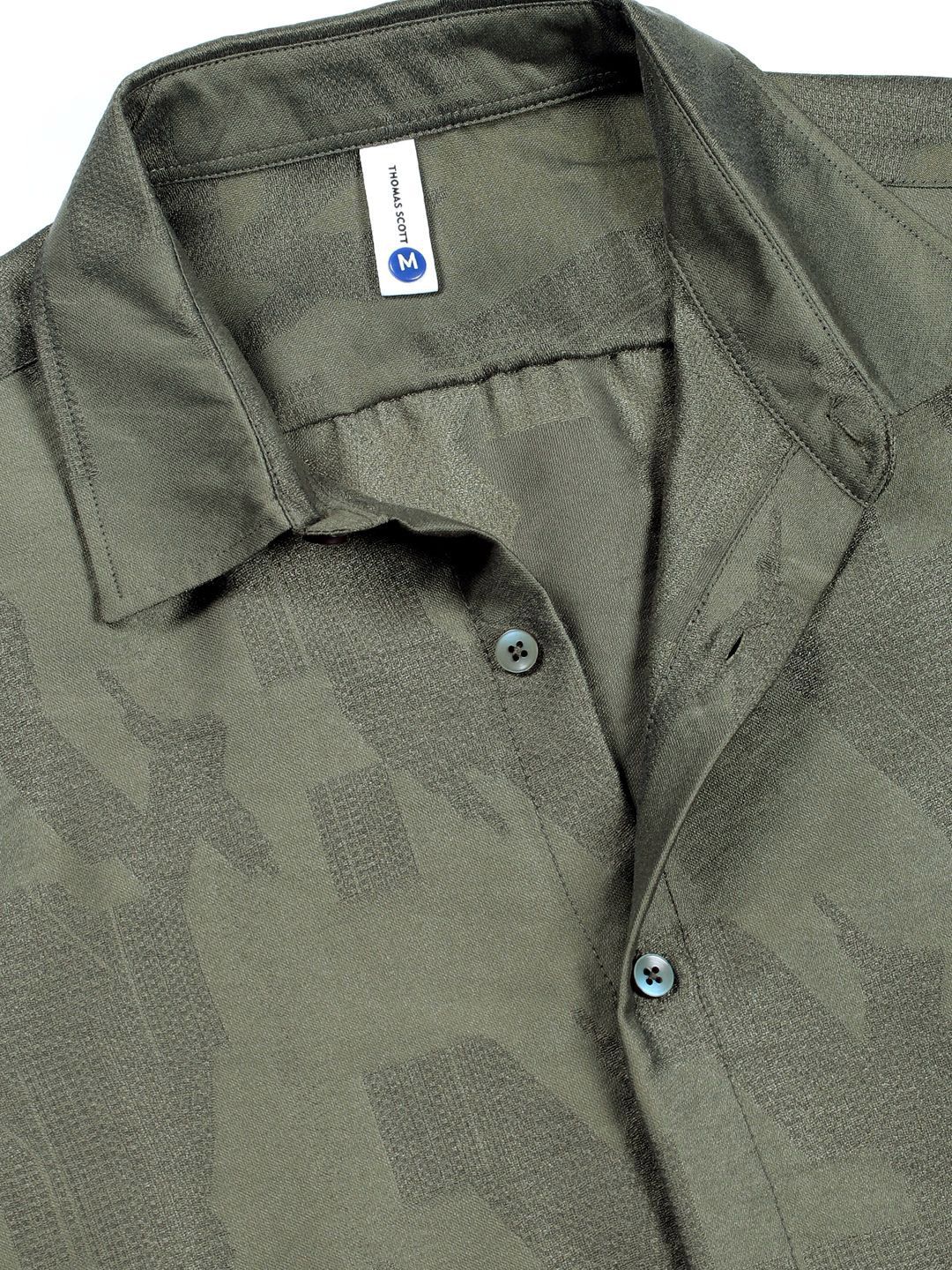 Thomas Scott Men Classic Slim Fit Opaque Casual Shirt
