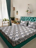 Myntra Elegant Homes Grey & Beige Geometric Pure Cotton 400TC King Bedsheet Set-2.5mX2.25m