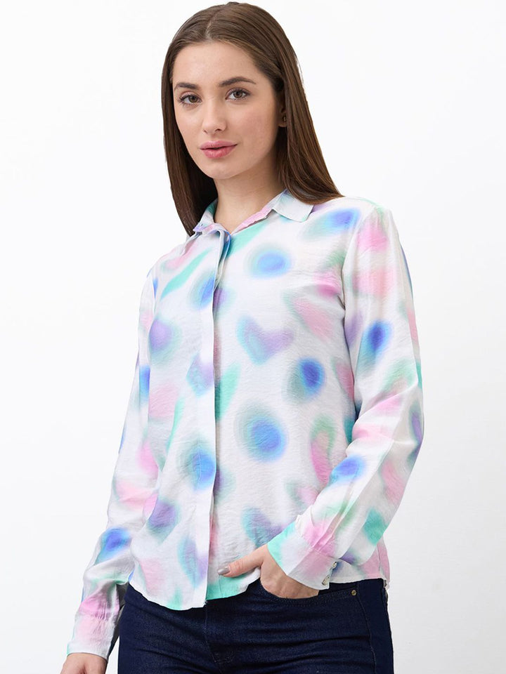 SPYKAR Women Spread Collar Abstract Printed Casual Shirt