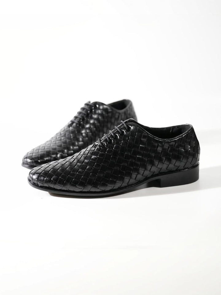 MONKSTORY Tenunan Tangan Lace-Up Derbies - Hitam