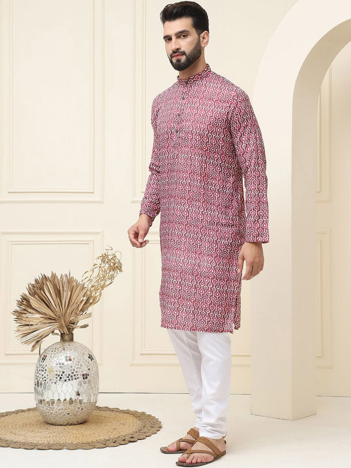 SOJANYA Kurta Kapas Tulen Bercetak Geometrik Biasa Dengan Pijama