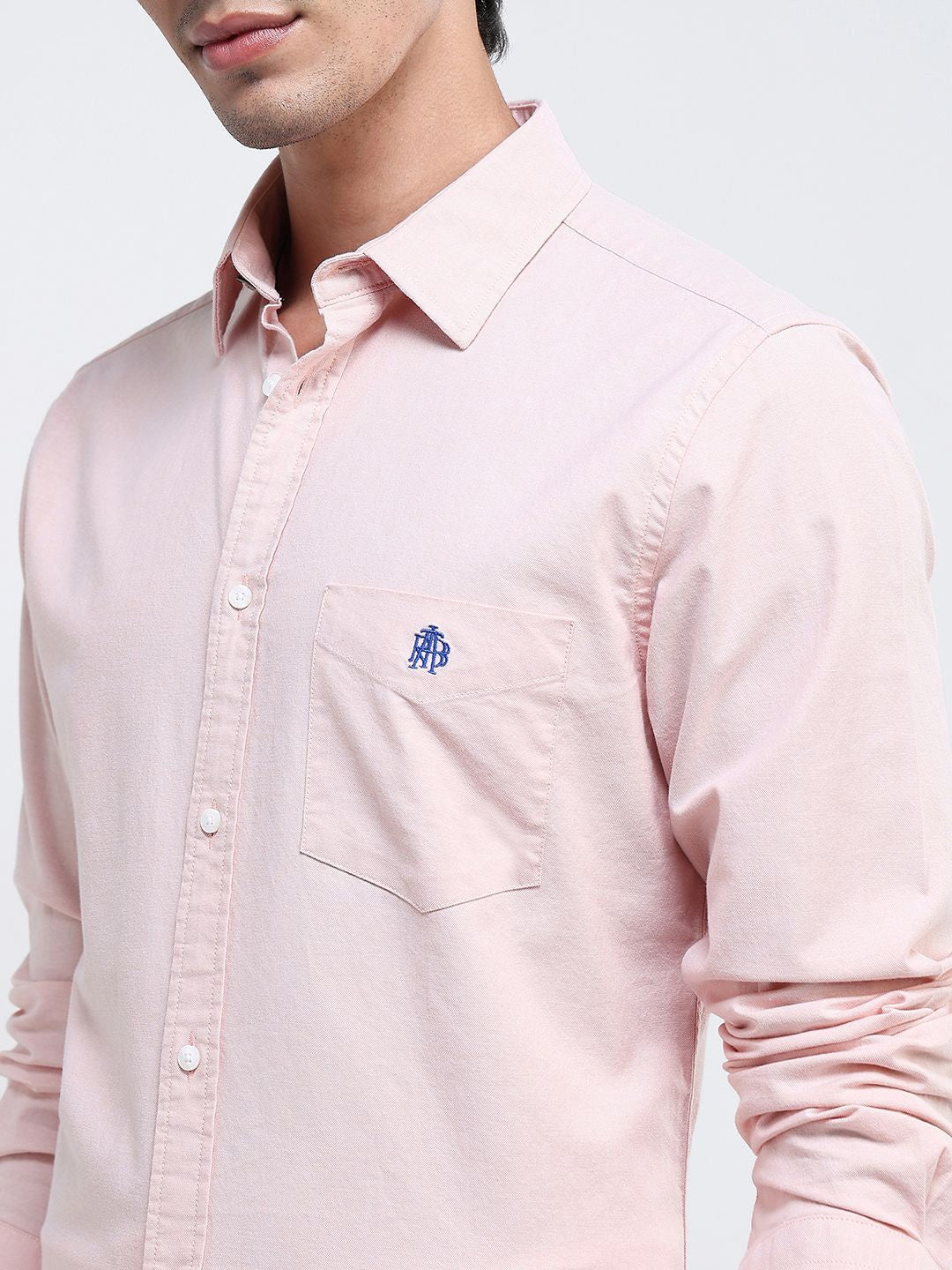 RARE RABBIT Men Comfort Spread Collar Solid Cotton Formal Shirt