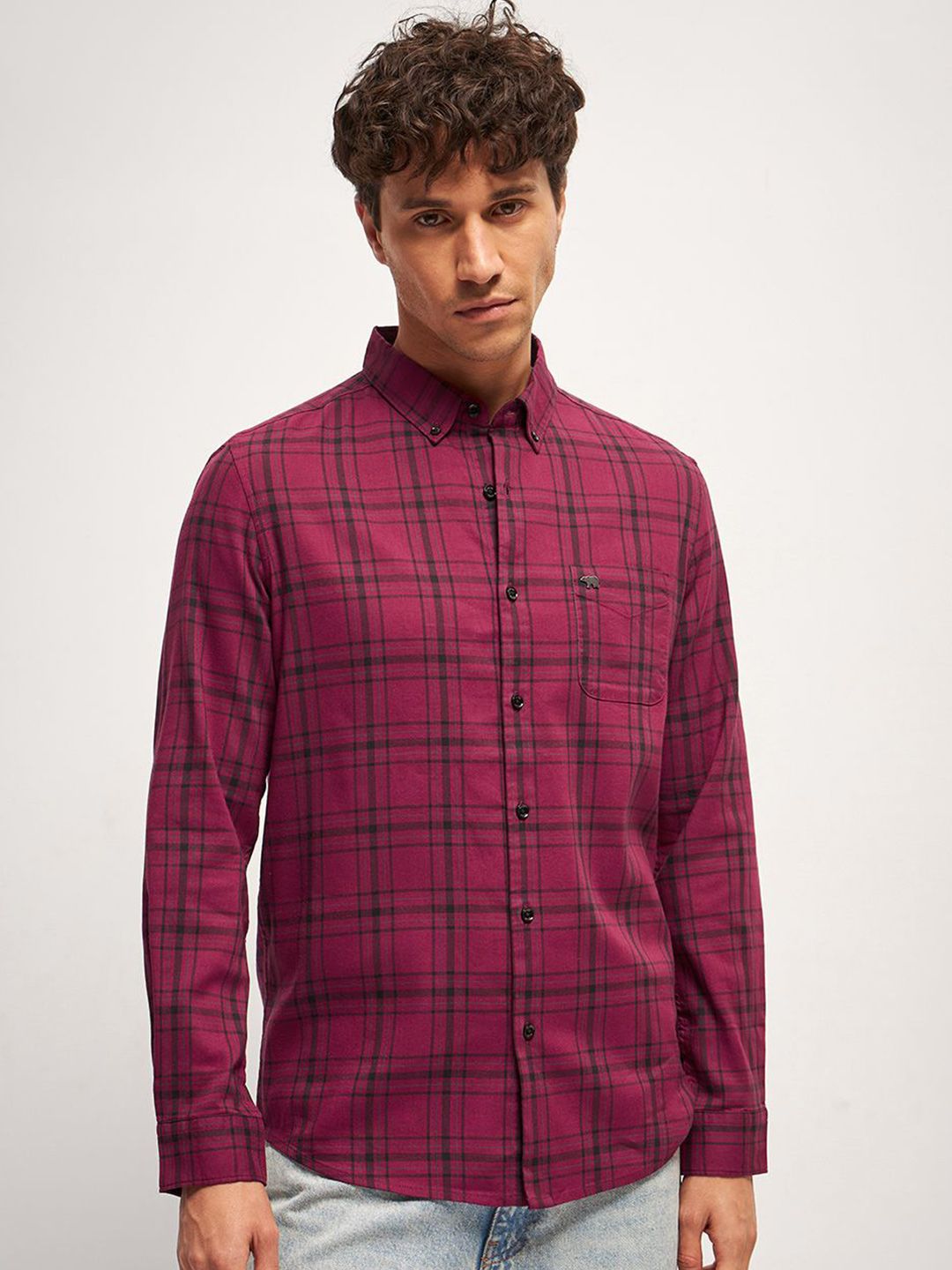 THE BEAR HOUSE Men Slim Fit Tartan Checks Opaque Checked Casual Shirt