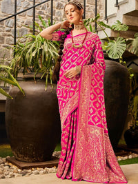 KALINI Woven Design Zari Silk Blend Banarasi Saree