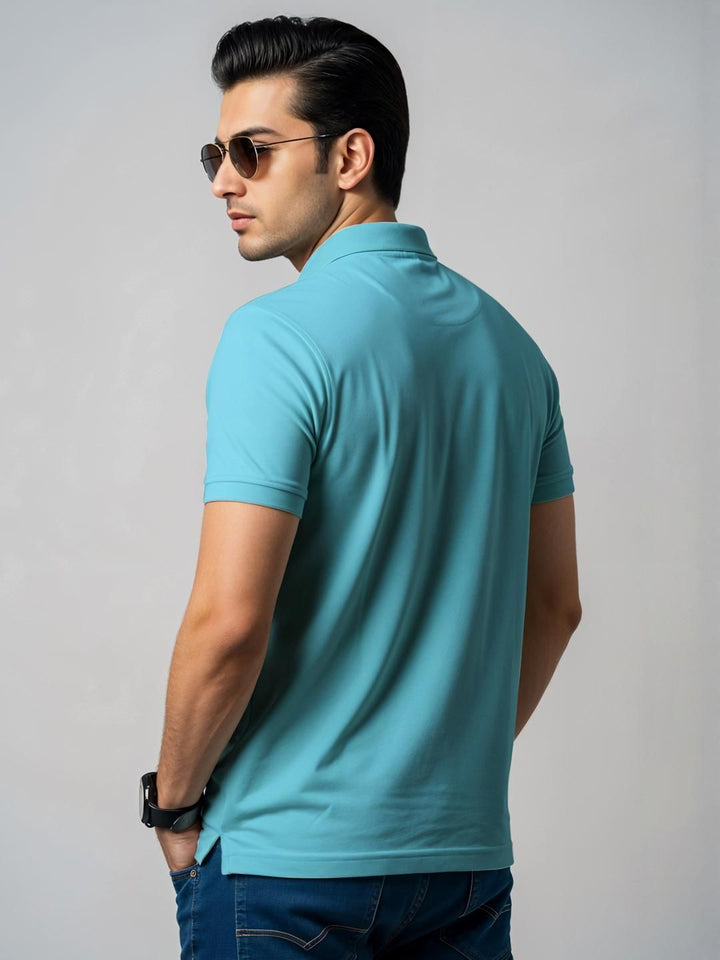 Tshirts ADRO Men Turquoise Blue Cotton