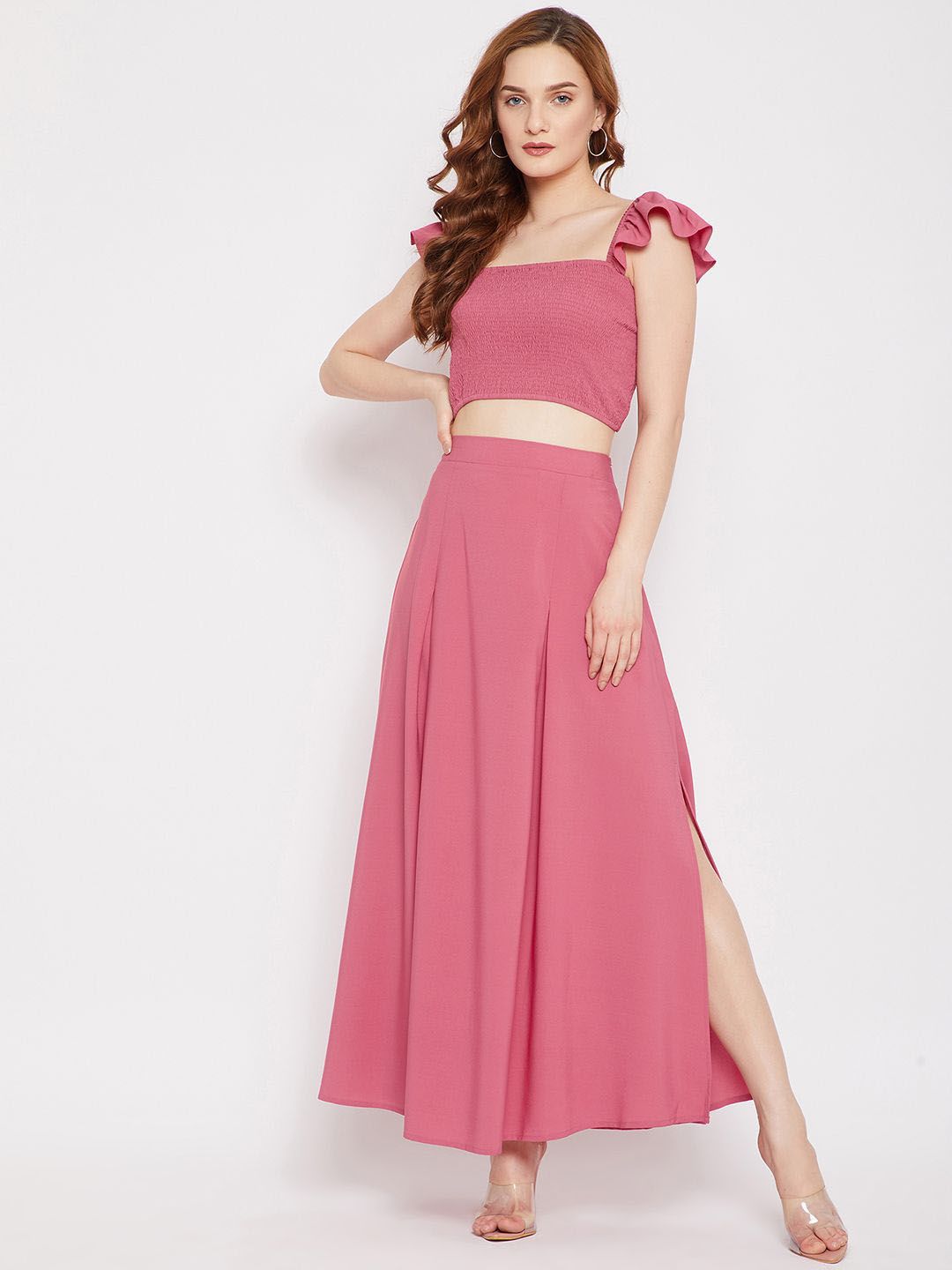 Berrylush Crop Top & Flared Maxi Skirt Co-Ord Set