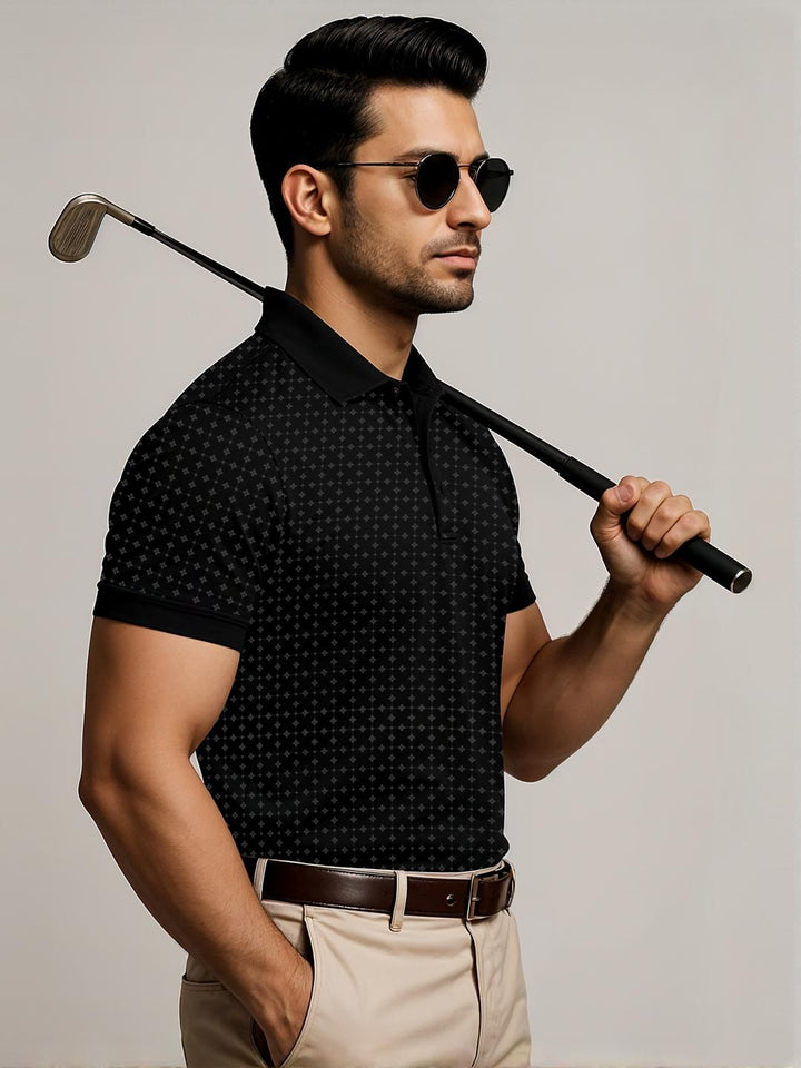 ADRO Men Black Cotton Tshirts