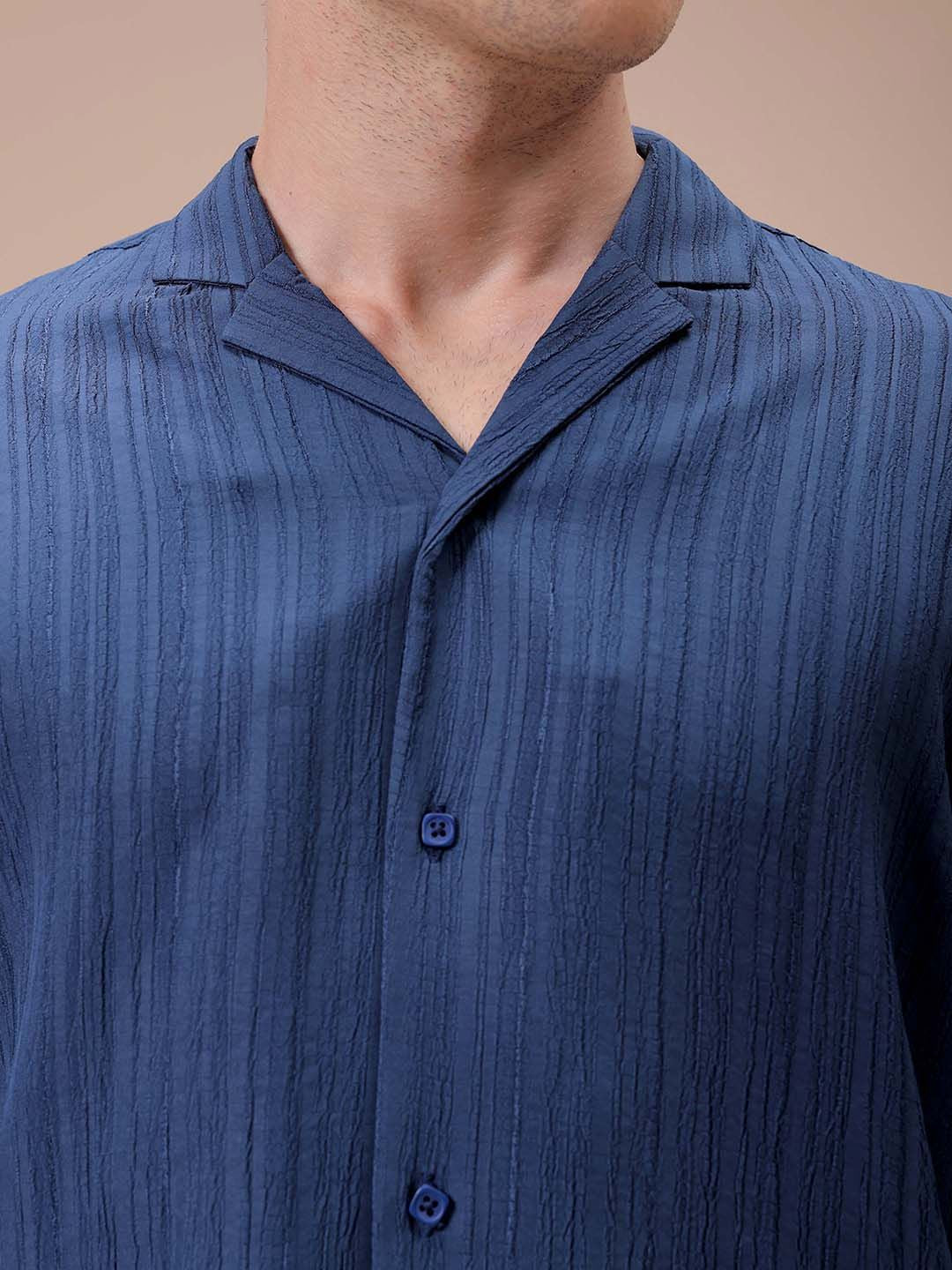 The Indian Garage Co Men Relaxed Fit Dobby Textured Resortwear Shirt