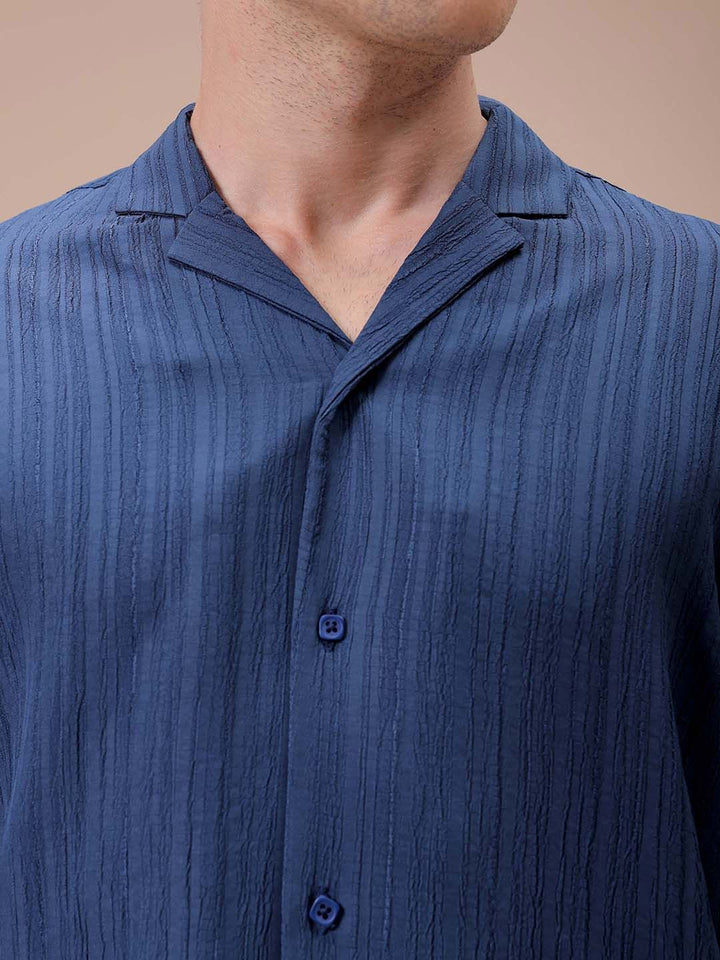 The Indian Garage Co Men Relaxed Fit Dobby Textured Resortwear Shirt