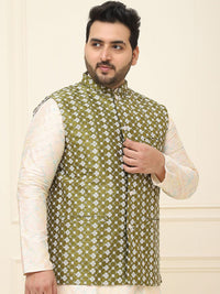 SOJANYA PLUS Jaket Sulam Lelaki Nehru Plus Size