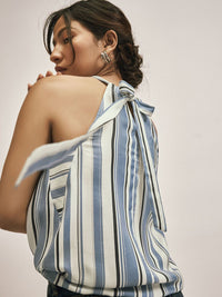 The Label Life Women Striped Halter Neck Top